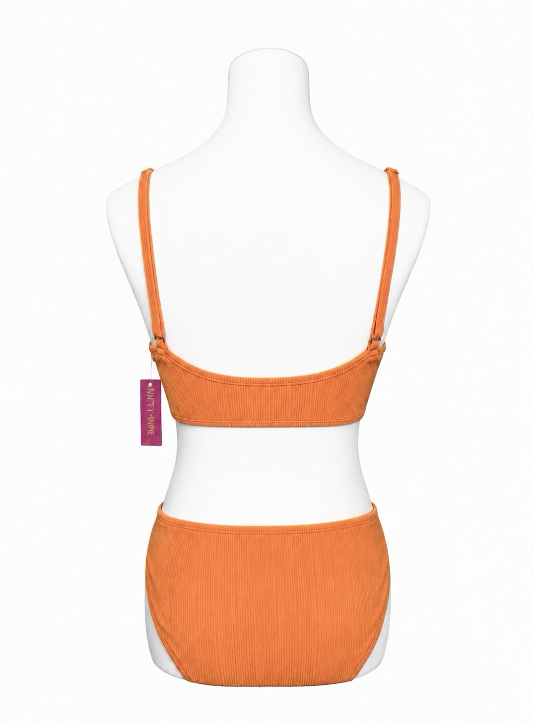 Juniors’ Ninety-Nine° Nectarine Orange Crinkle Bralette Bikini XXL (21/22) NWT