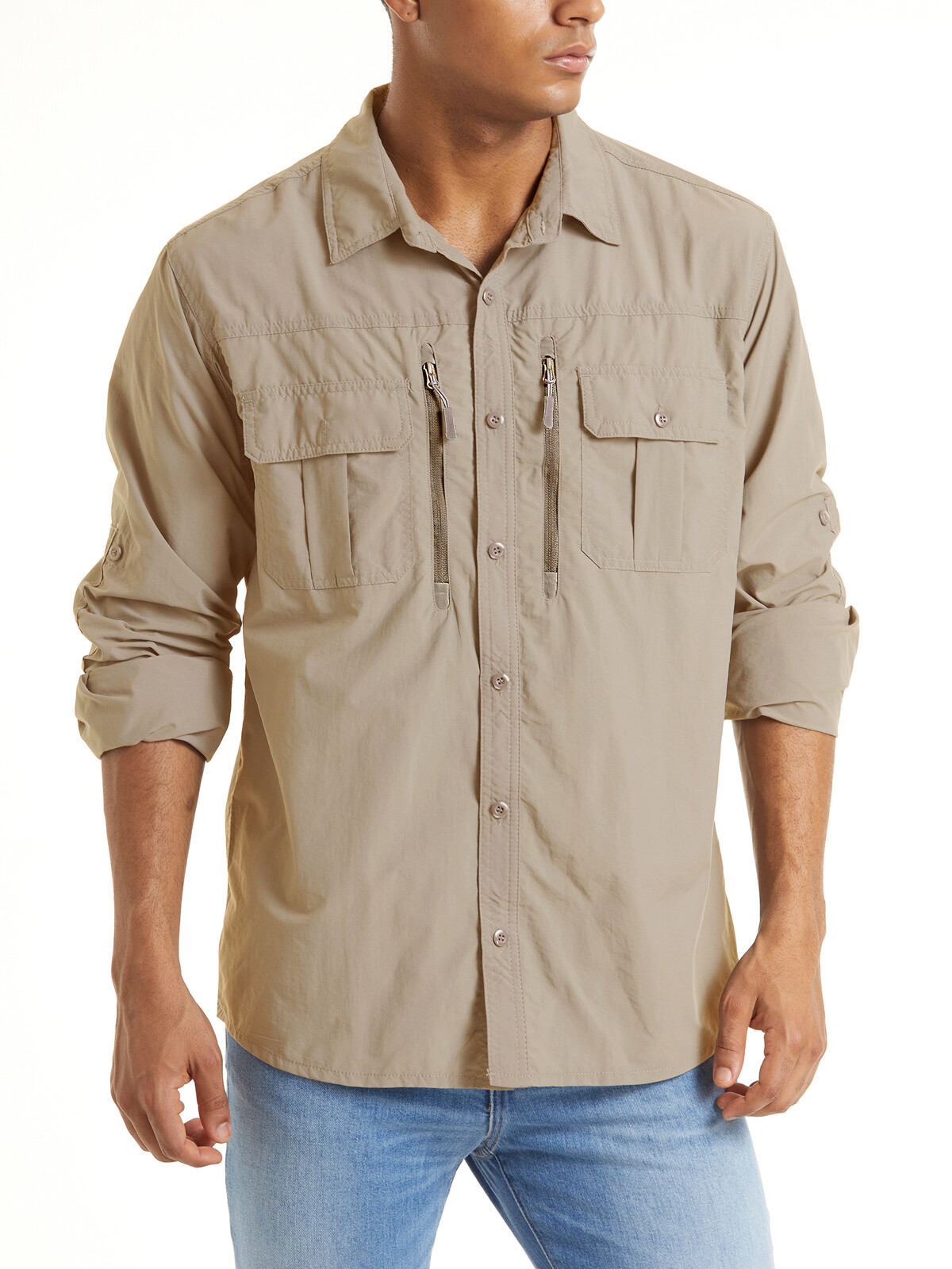 Men’s Long Sleeve Sun Protection Outdoor Atheletic Hiking Casual Work Team Shirt