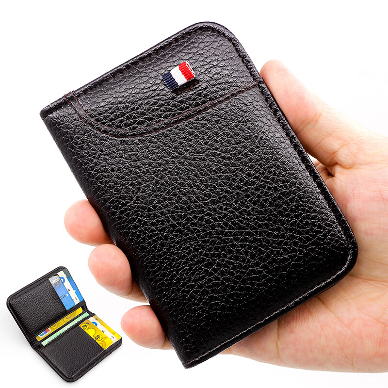 Front Pocket Minimalist Card Case Slim Wallet for Men Women Bifold Leather Purse