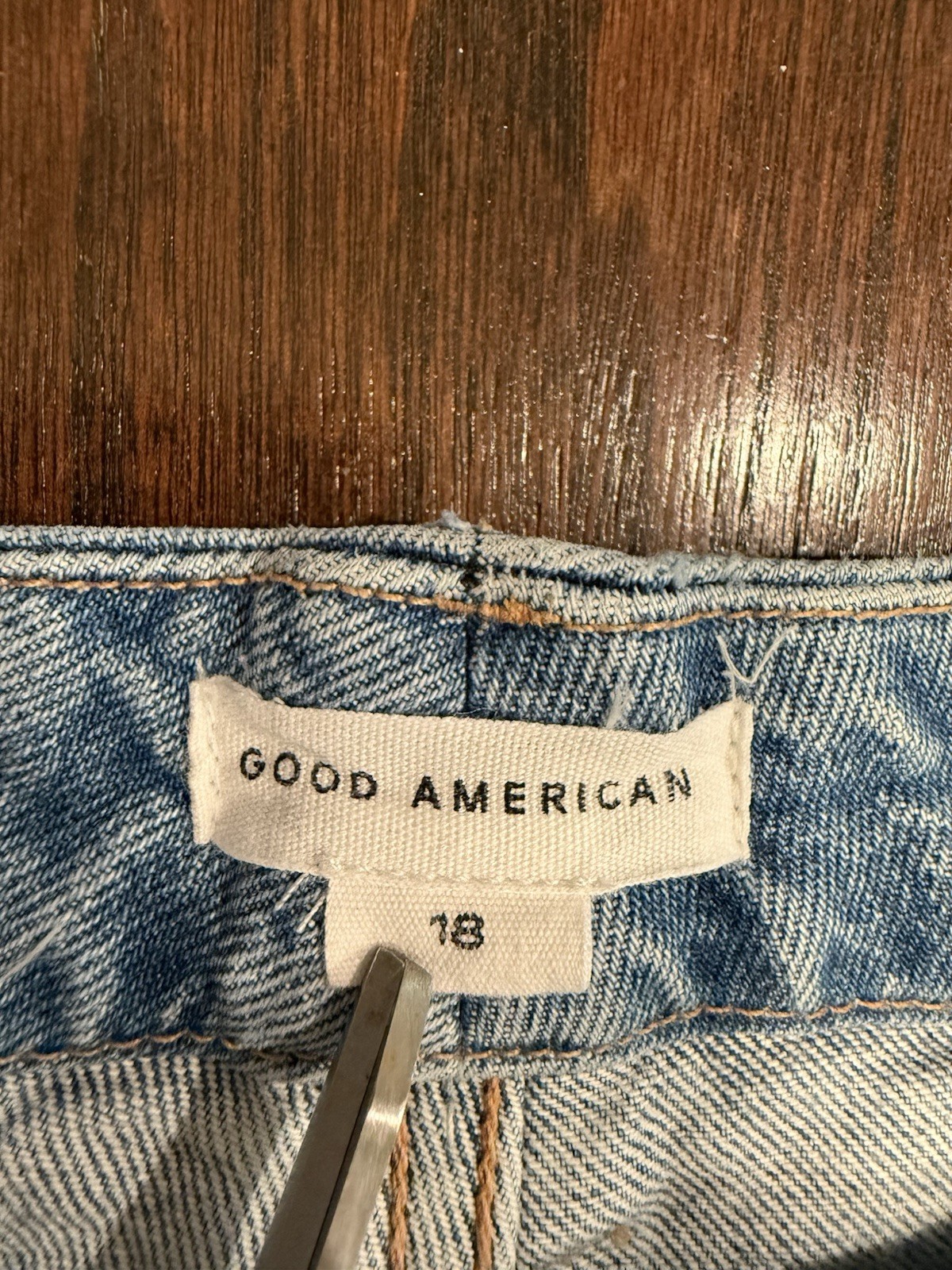 Good American Size 18 Good Classic High Rise Distressed Straight Leg Blue Jeans