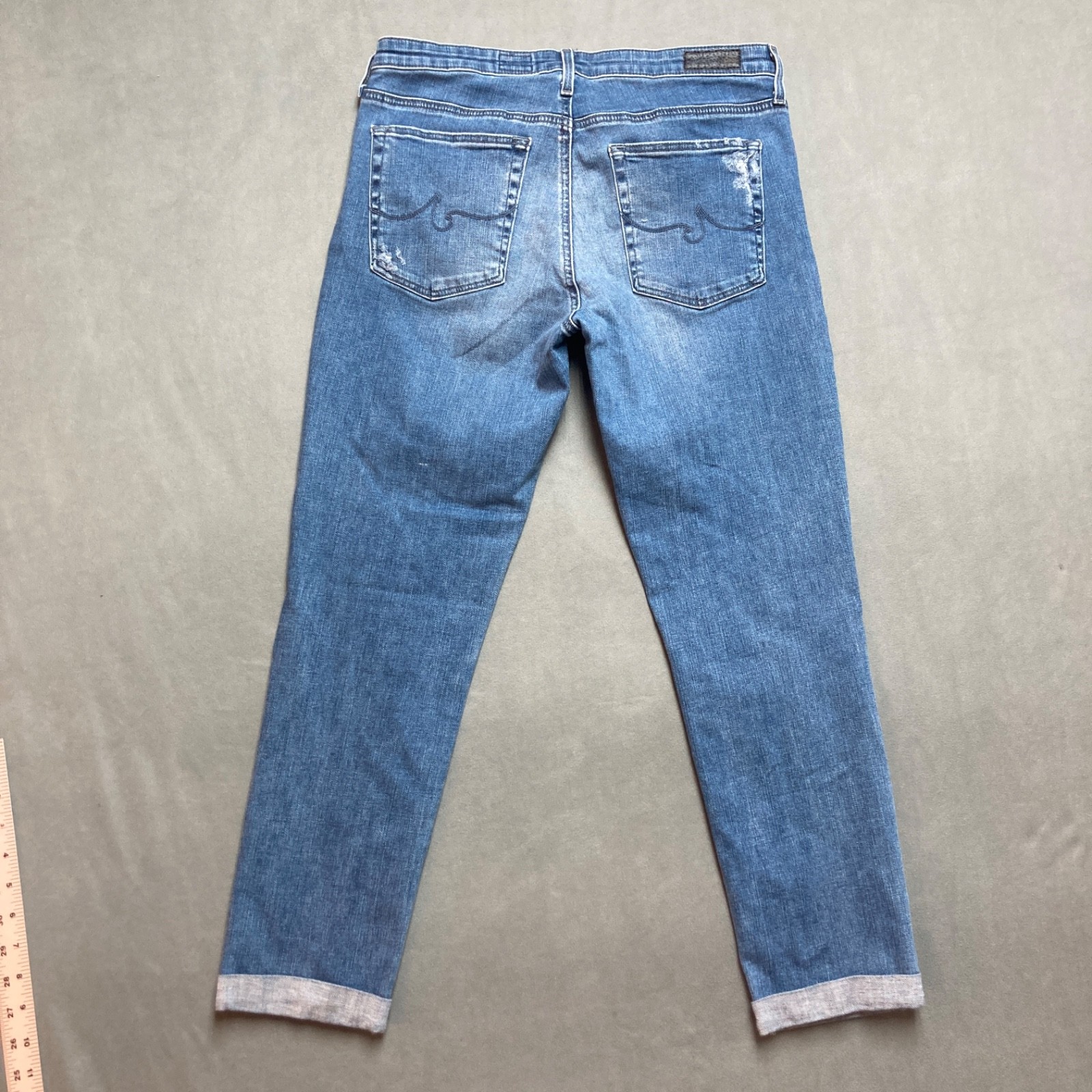 AG Jeans Womens 30 Blue The Prima Roll Up Mid Rise Skinny Stretch Denim Cuffed