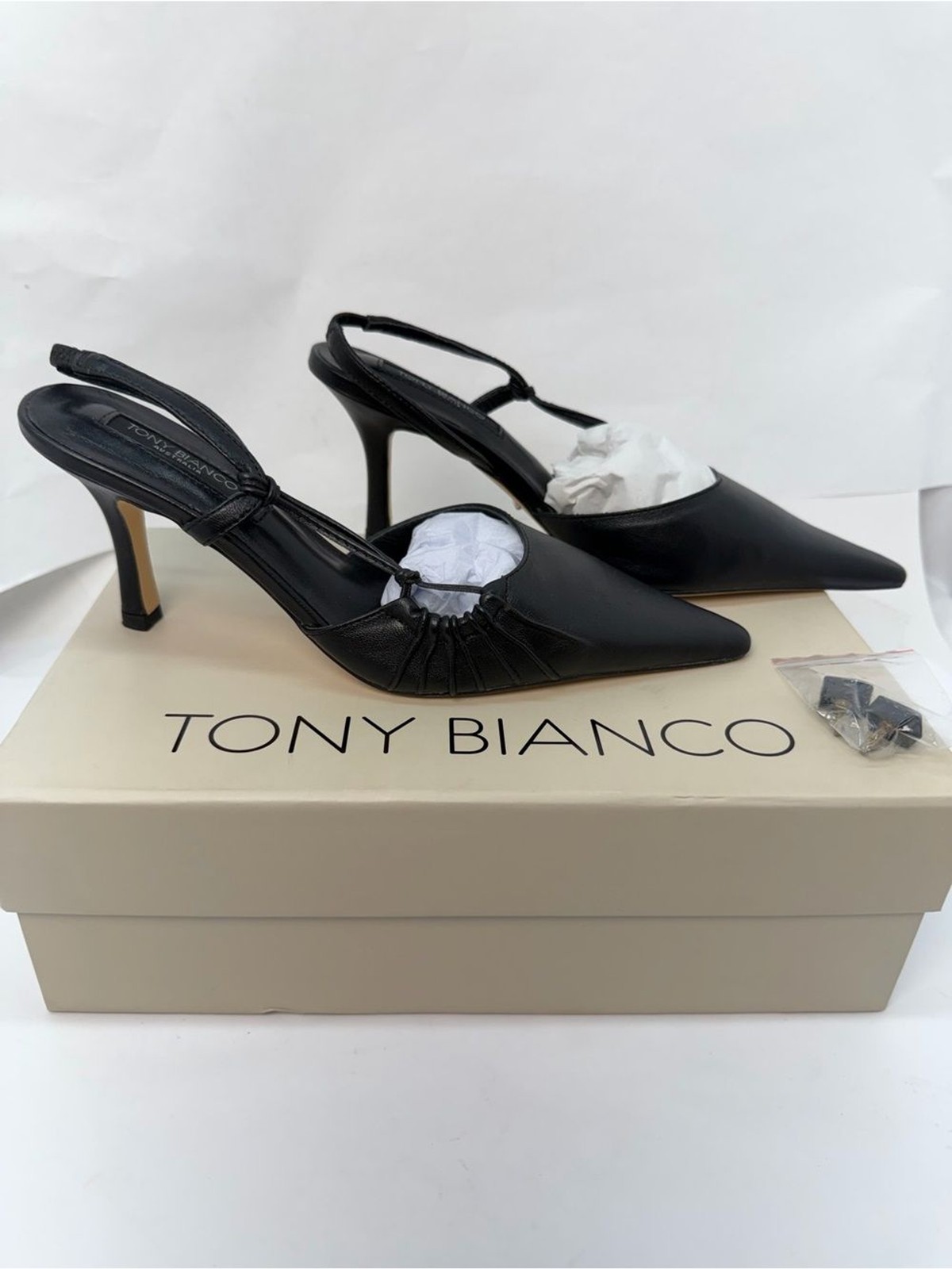 Tony Bianco Sakai Slingback Pump in Black Nappa mid kitten heel pointed toe