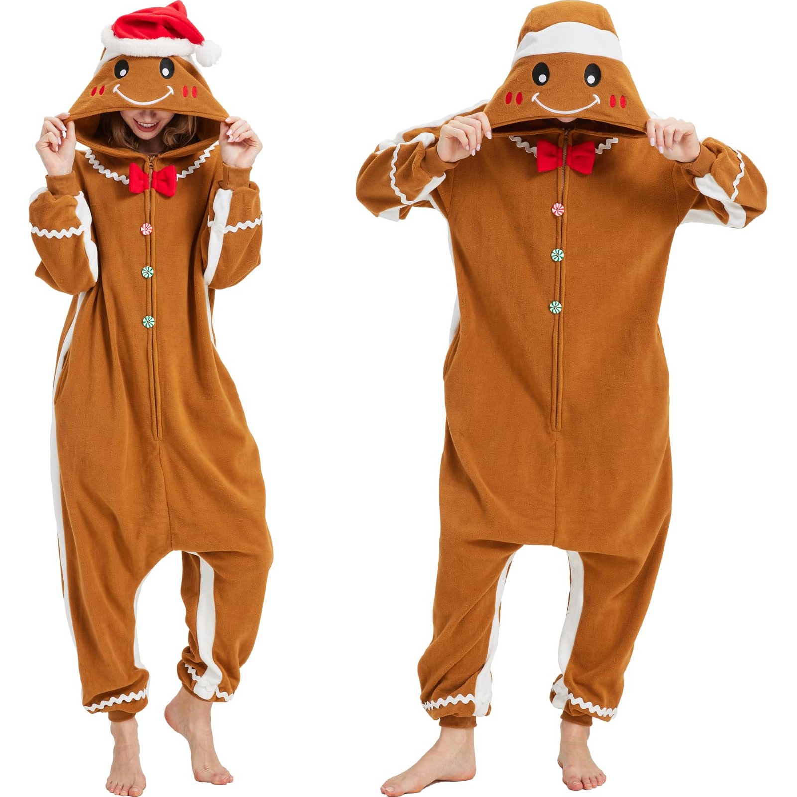 HMHMAWAHV Men’s Adult Gingerbread Christmas Costume Holiday Pajamas XL
