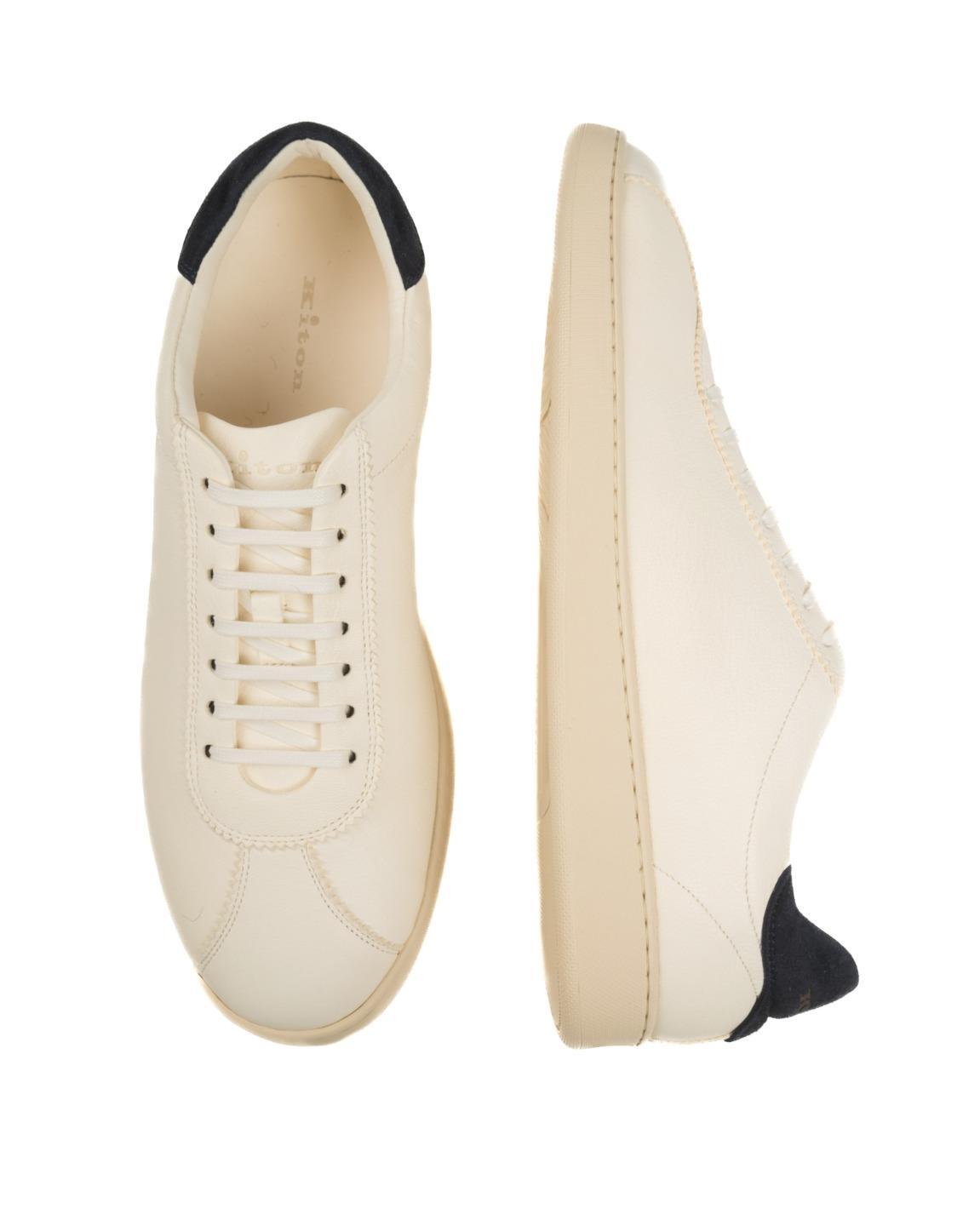 Kiton $1,420 NIB White Blue Suede Goatskin Leather Sneakers Shoes (7 UK) 7.5 US