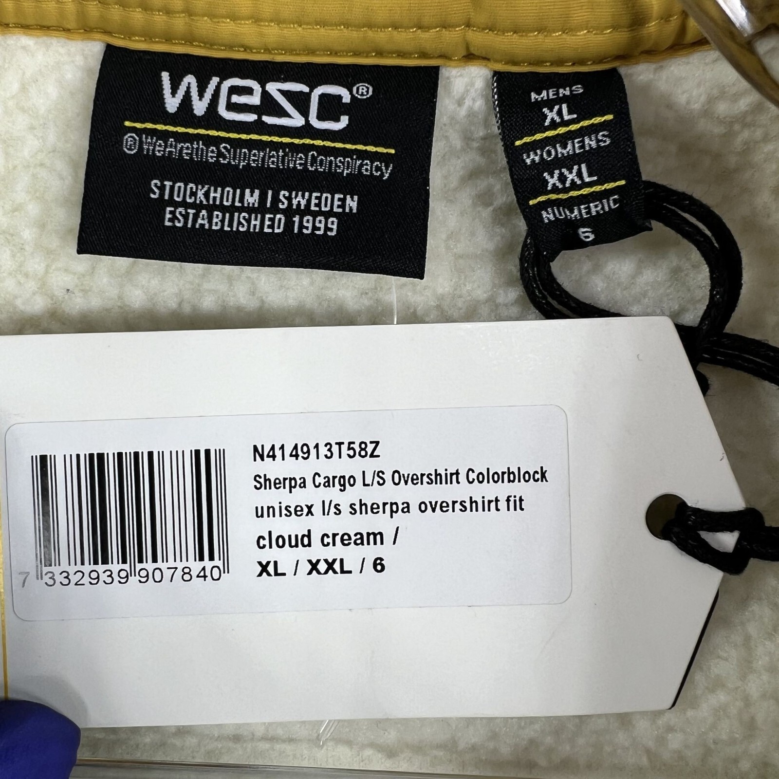 WESC NWT Sweden Sherpa Cargo Shacket Unisex XL / XXL Colorblock Overshirt Jacket