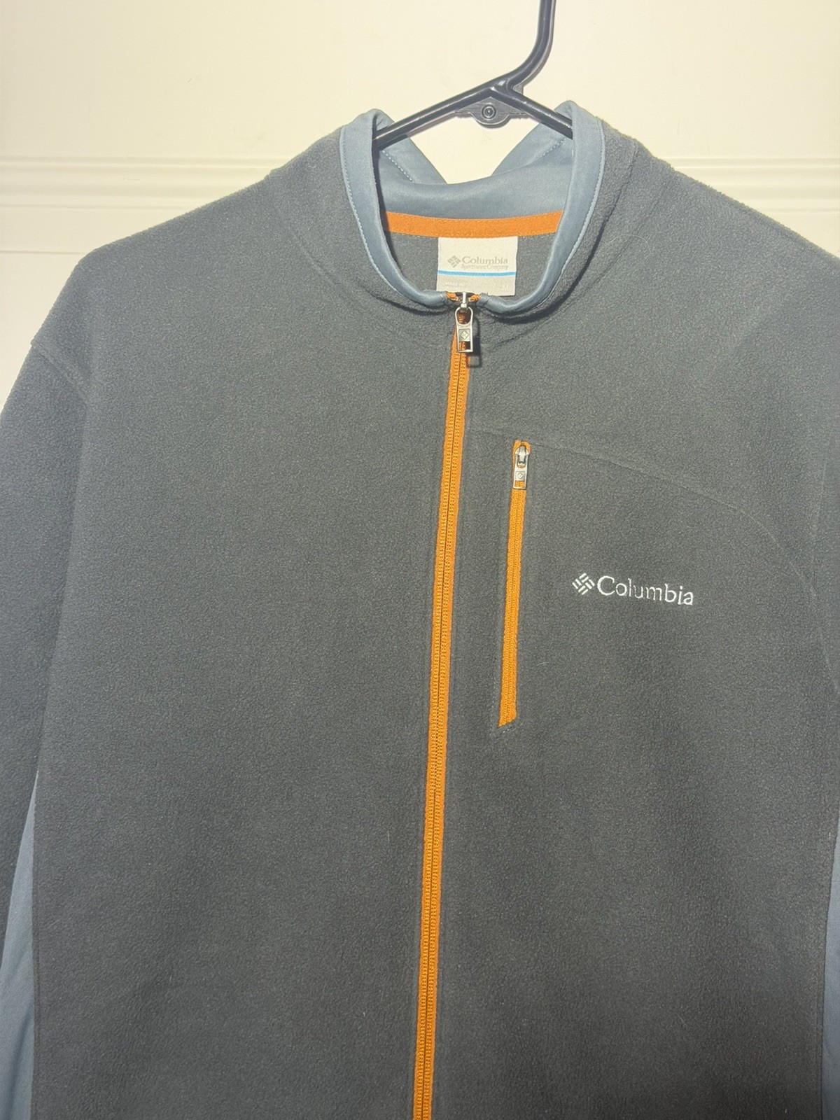 Columbia Fast Trek II Fleece Jacket Mens Medium Gray Orange Full Zip AM1488