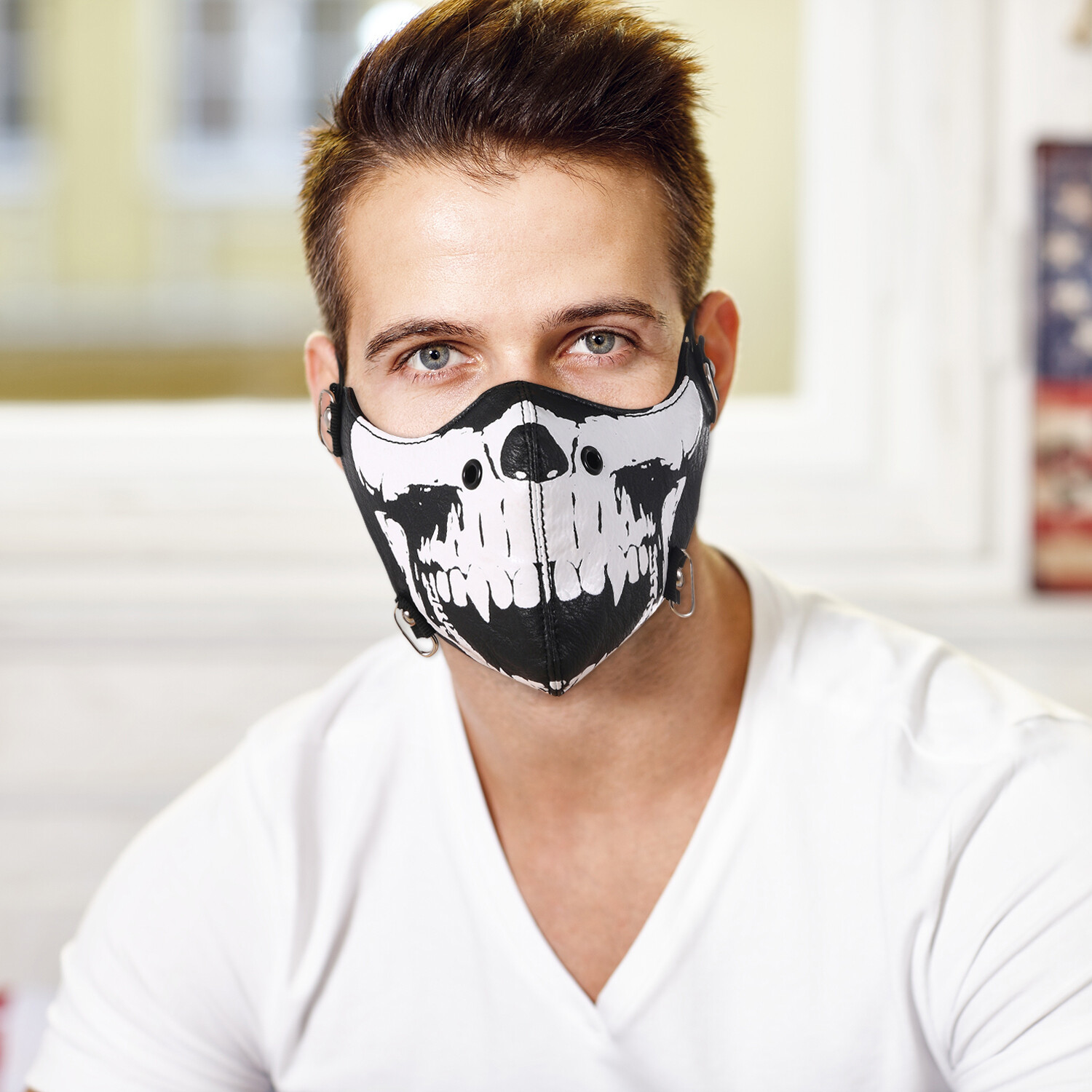 Punk Spike Rivet Skull Half Face Sport Mask Outdoors Motorcycle Biker Protection