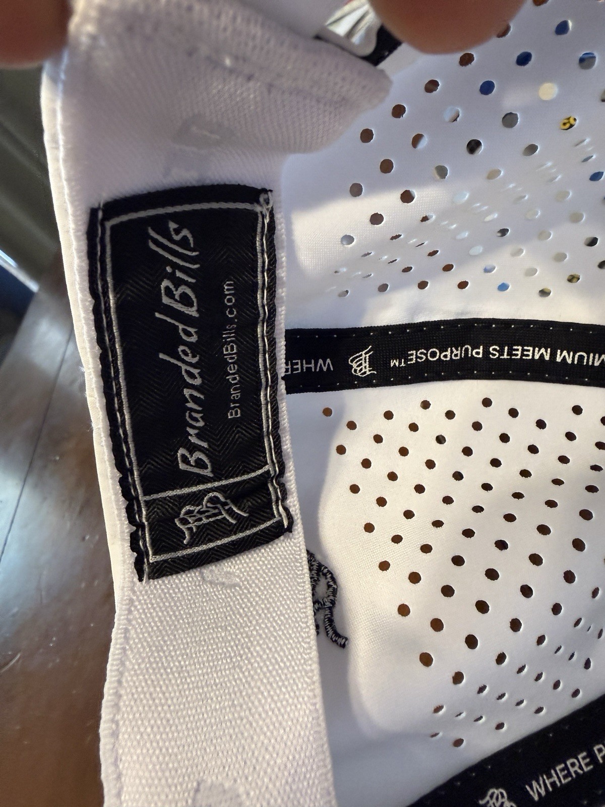 Branded Bills White/Black Solid Baseball Cap One Size Adjustable Perforated