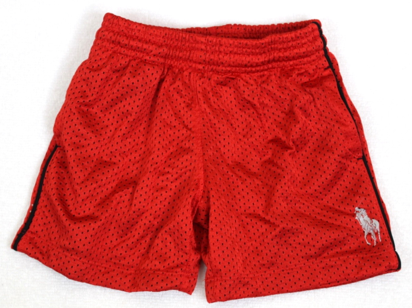 Polo Ralph Lauren Toddler Mesh Athletic Shorts Red with Black Stripe Size 2/2T