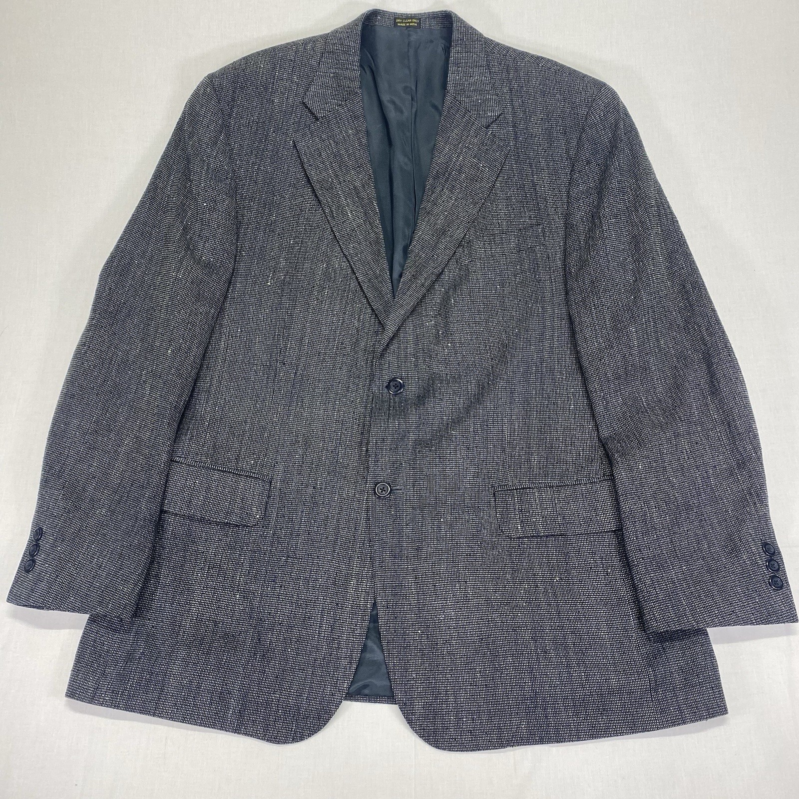 Deansgate Mens Sport Coat 44R Crosshatch Fleck Gray 100% Silk 2 Button Blazer