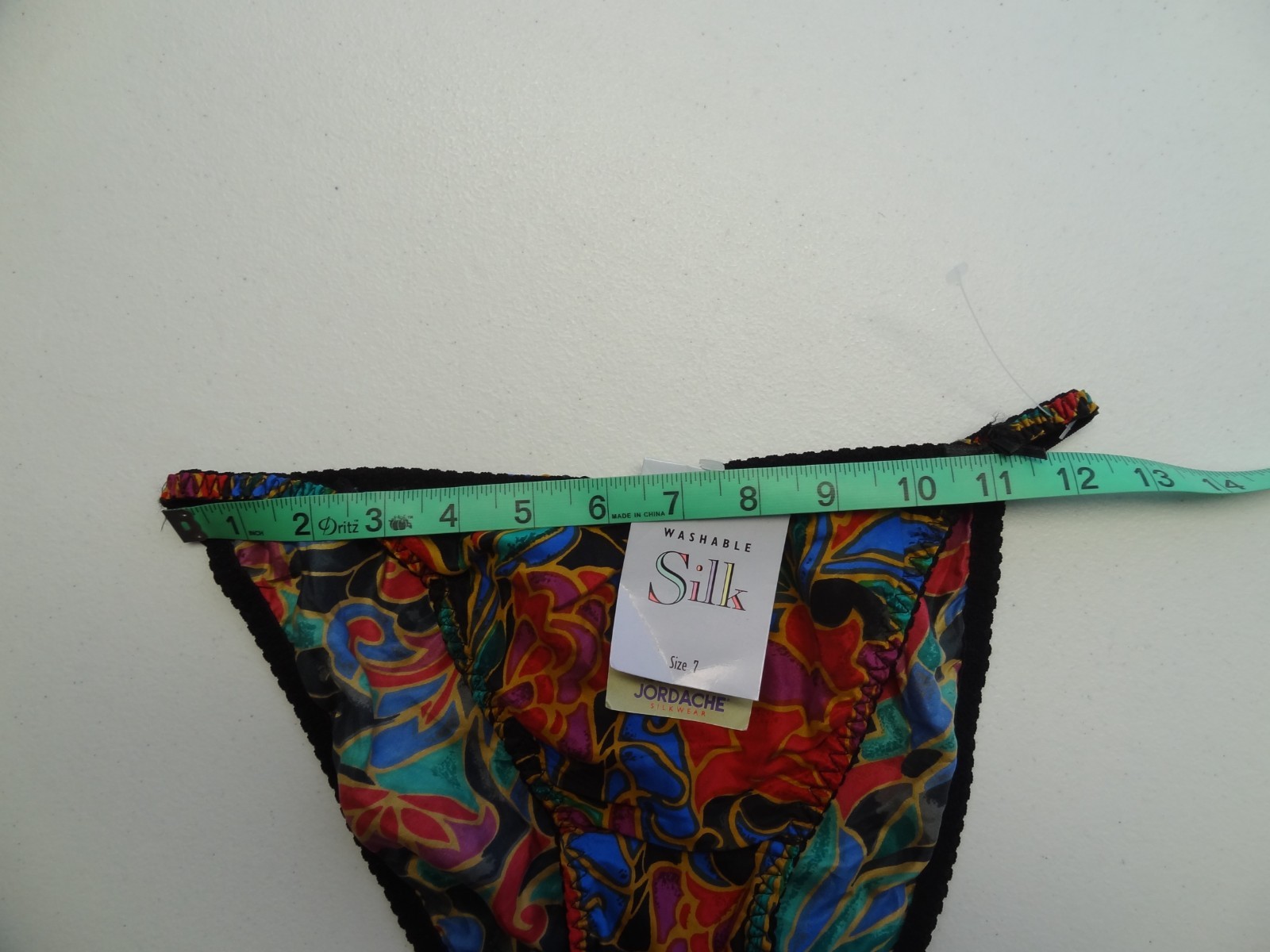NWT Jordache 6 Washable 100% Silk String Bikini Sheer 90s Silkwear Colorful VTG