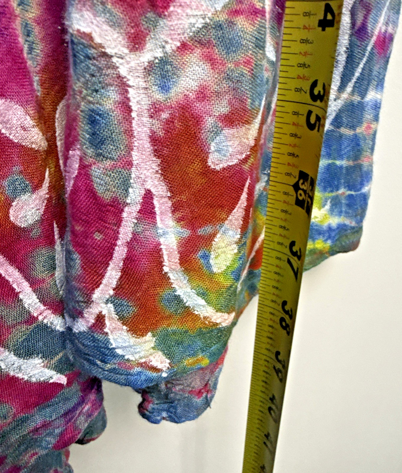 India Boutique Womens Dress Boho Flowy Coverup OS Tie‑Dye Paint Floral Lace Trim