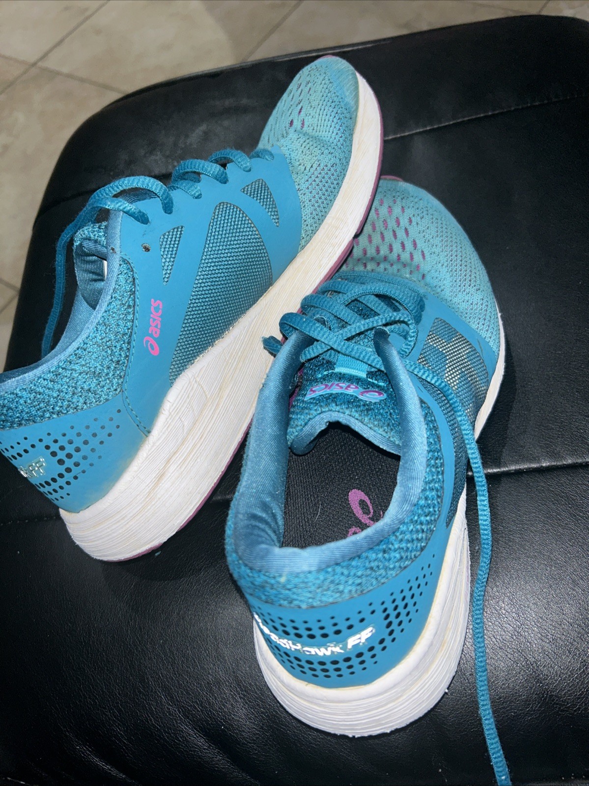 Asics Shoes Road Hawk Ff Running Sneakers Blue Lace Up Low Top T7D7N Womens 8