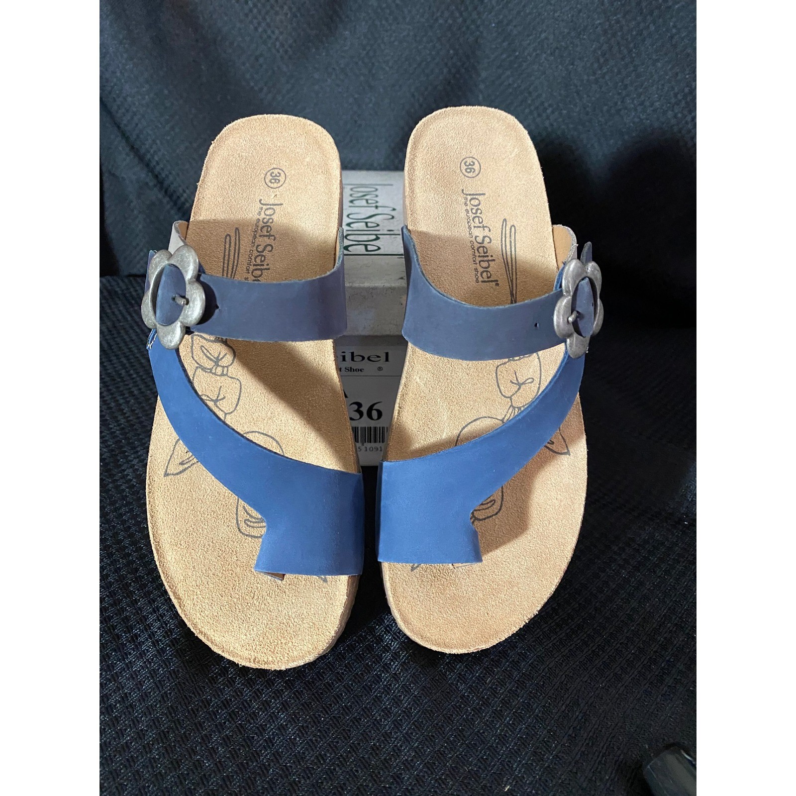 Josef Seibel Tonga 23 Blue Leather Comfort Sandals Womens 36 New In Box