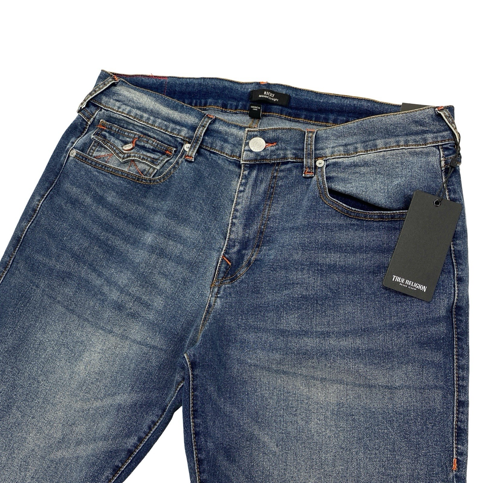 True Religion Ricky Relaxed Straight Flap Men’s Jeans Size 34 x 34 Stretch Fit