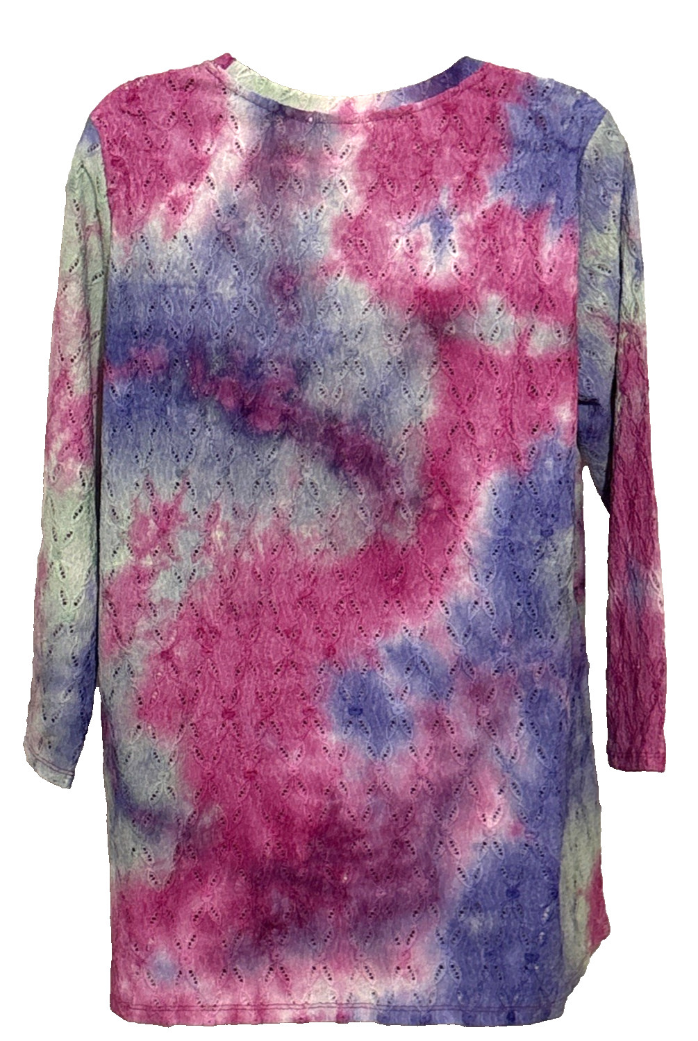 LOGO Layers by LoriGoldstein Tie-Dye Lace 3/4 Sleeve Top, Multi Medium A598789