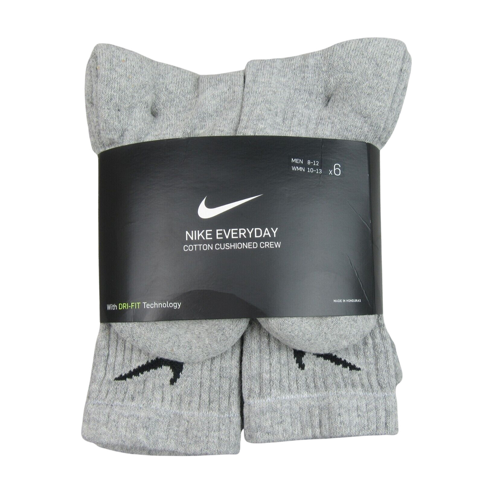 Nike Everyday Cushion Unisex Crew Socks Size Large – Gray 6 Pair