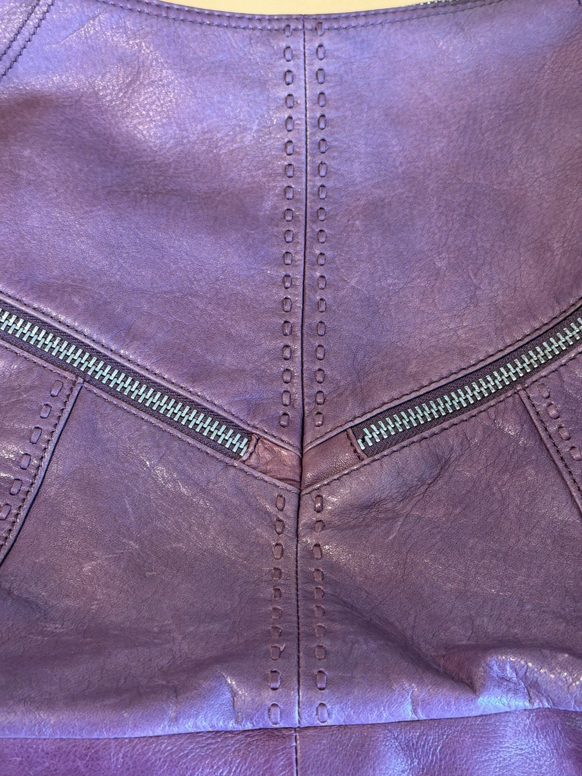 Vintage Y2K B. Makowsky Purple SOFT Leather Shoulder Bag Slouchy Purse 11.5”x15”
