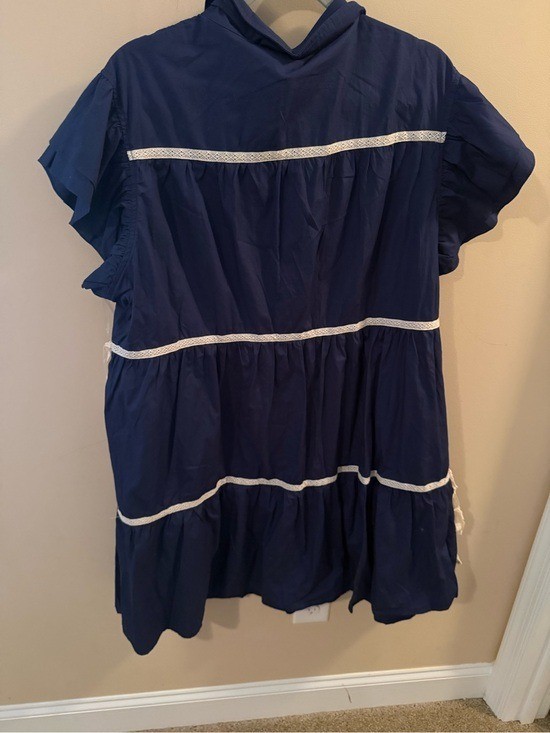 Chic Soul navy tier lace trim cotton dress size 3X