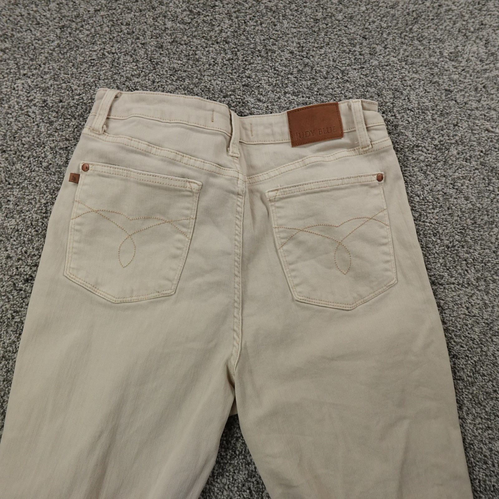 Judy Blue Jeans Womens 13 Beige Denim Trouser Pants High Rise Flare Bell Stretch