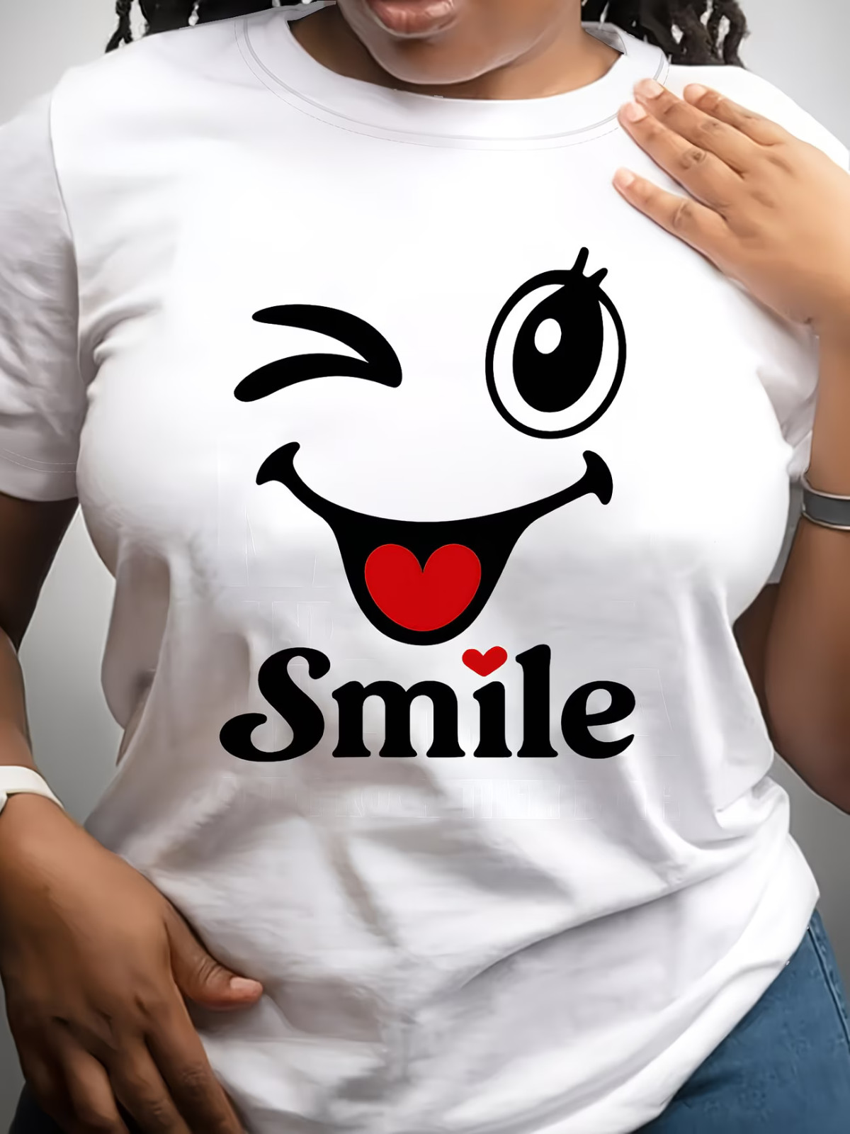 -shirt -180g Milk Thread, Smile Happy Smiling Face Positive Vibe Spreading Big S