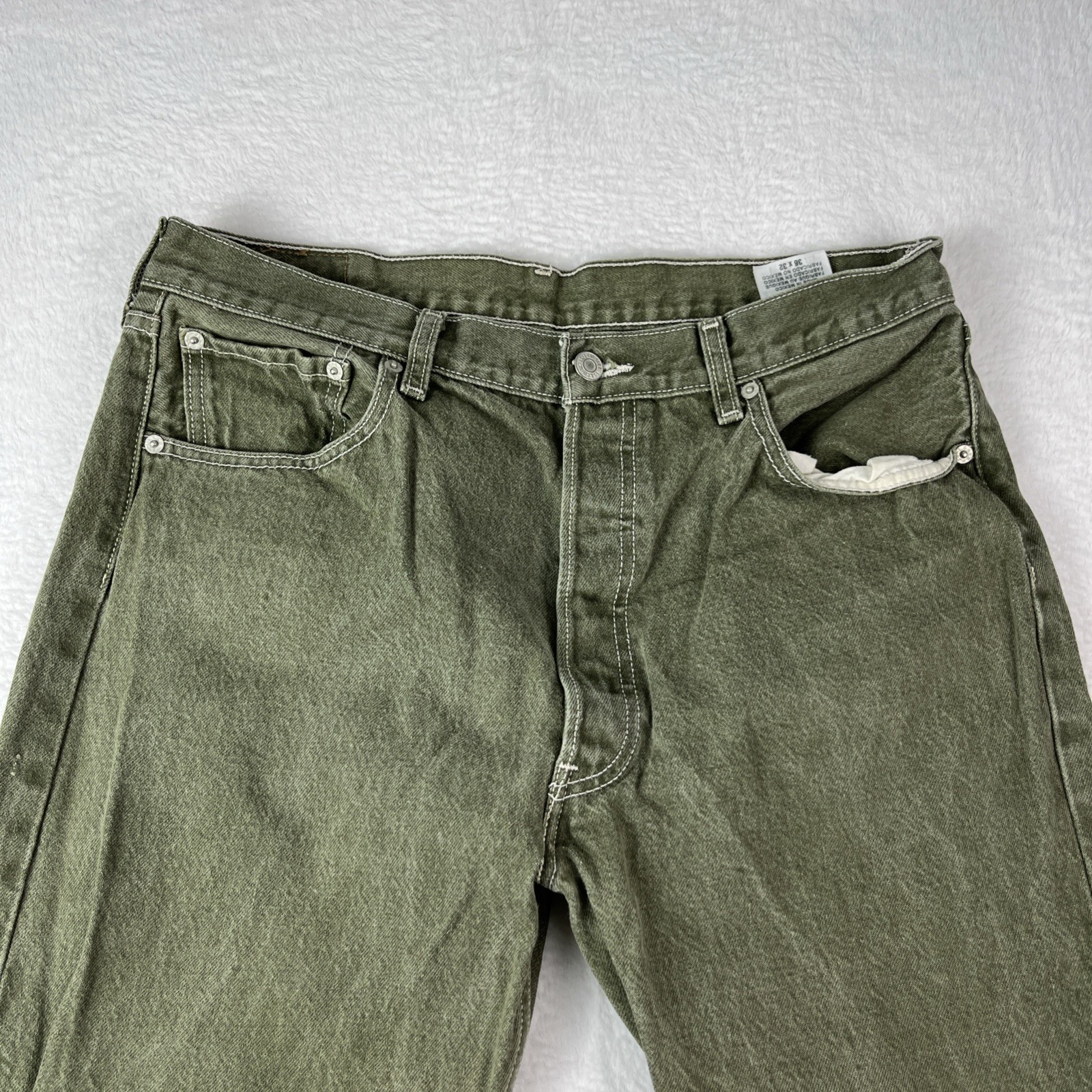 Levi’s 501 XX Original Fit Jeans Mens 36×32 Green Denim Medium Wash Straight Leg