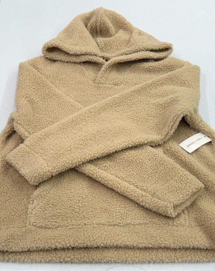 Sun + Stone Men’s Shepra Fleece Fur Hoodie Sweatshirt, Hammock, Size M
