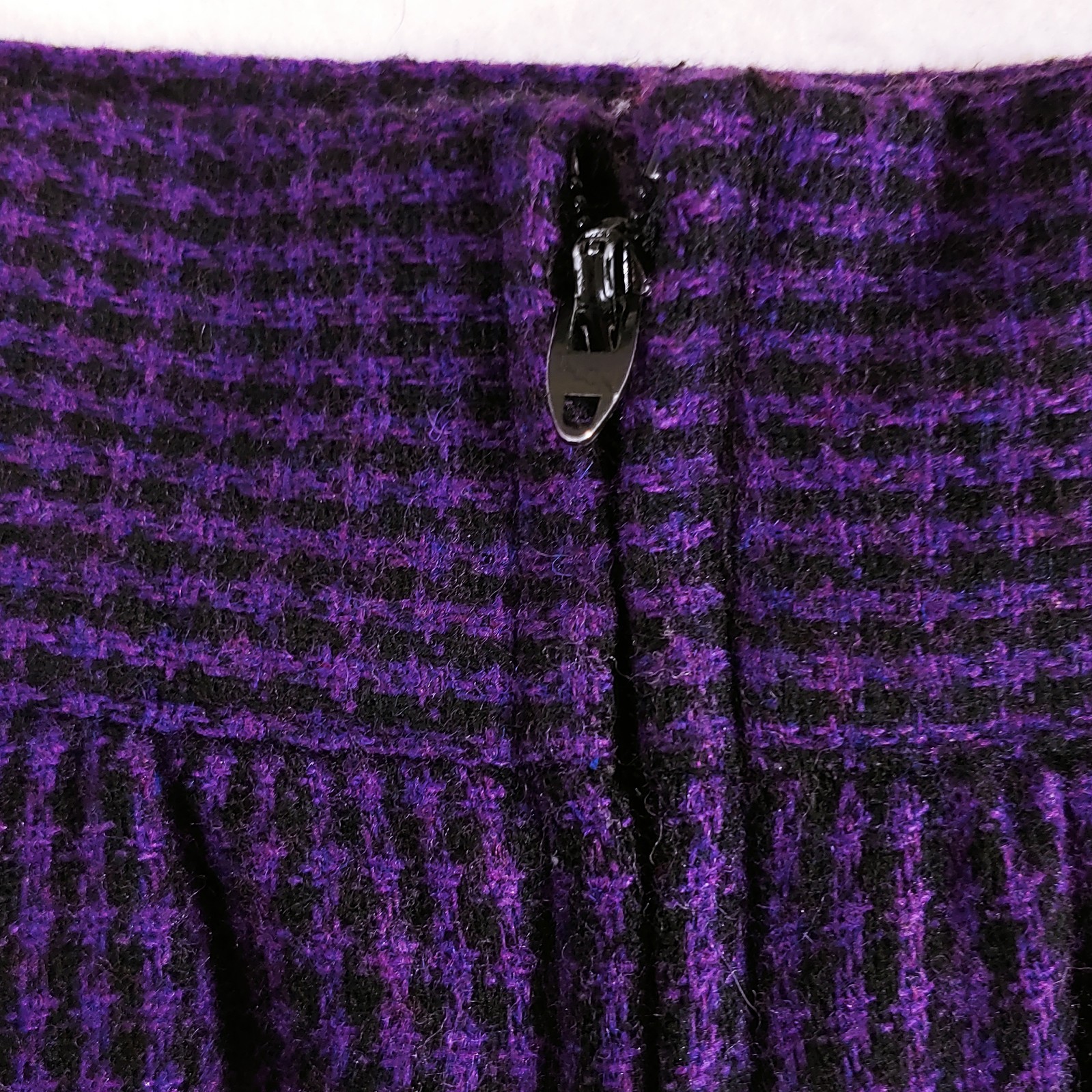Norton Mcnaughton Tweed Skirt Womens S 10UK Plaid Purple Wool Poly Pleated Lined