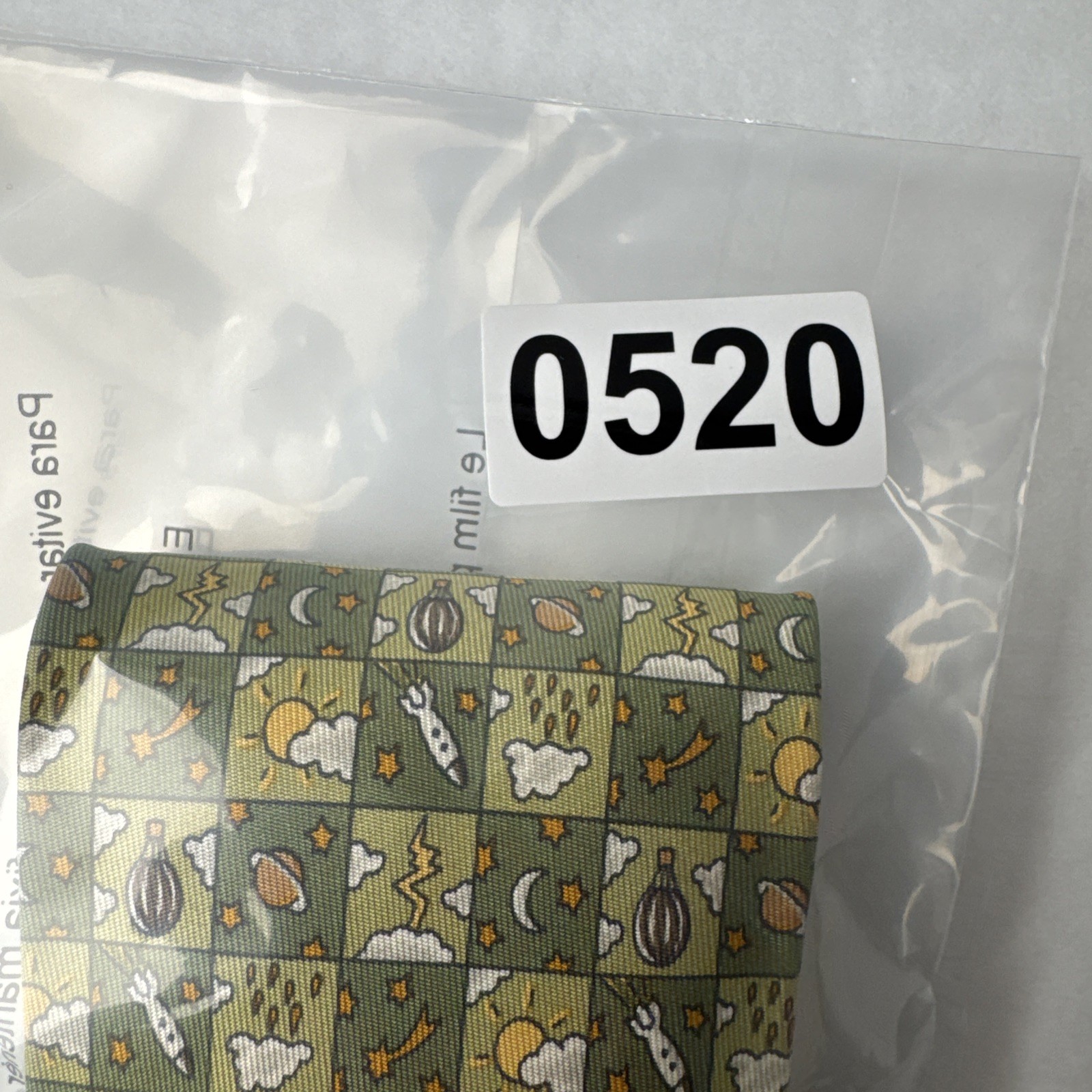 VTG Hermes Silk Tie Green Space Rockets Hot Air Balloons Novelty Print 7803 Mens
