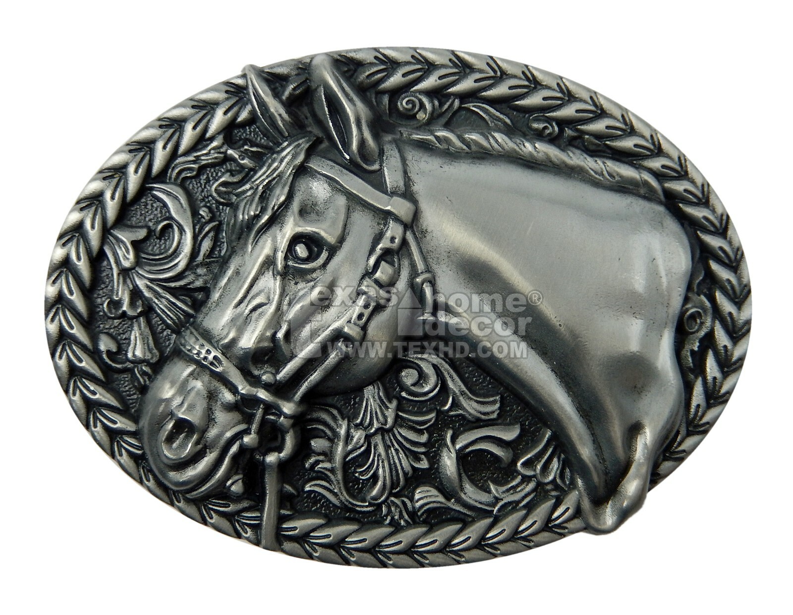 Men’s Western Horse Head Belt Buckle Antique Silver Tone Fits 1.5 inch Belt