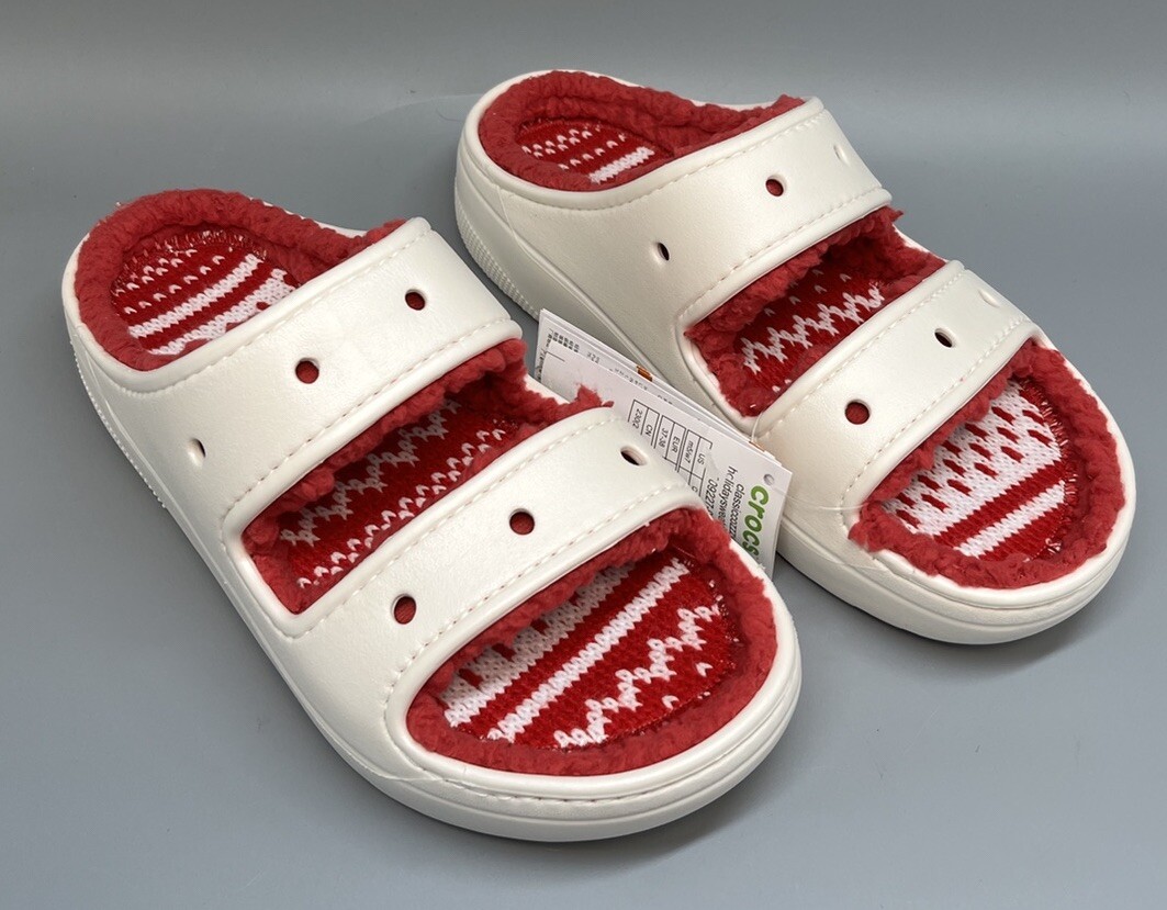 Crocs Unisex Classic Cozzzy Holiday Sweater Sandal Lined – Multi Christmas New