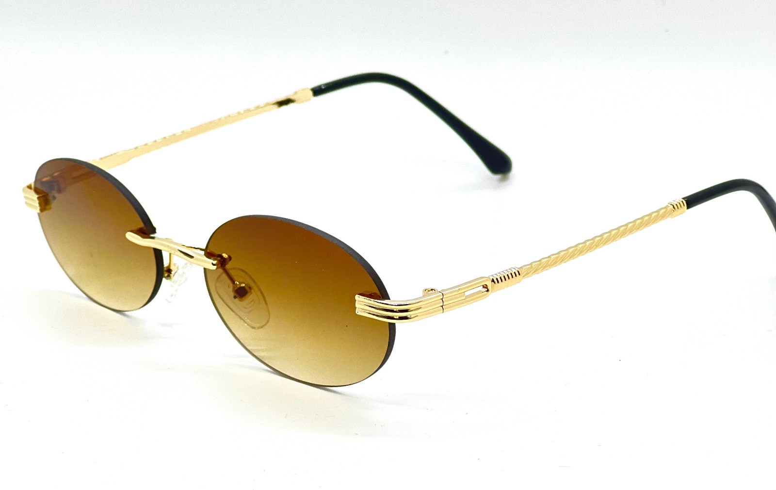 Vintage Gold Frame Rimless Luxury Men’s Hip Hop Clear Lens Retro Fashion Glasses