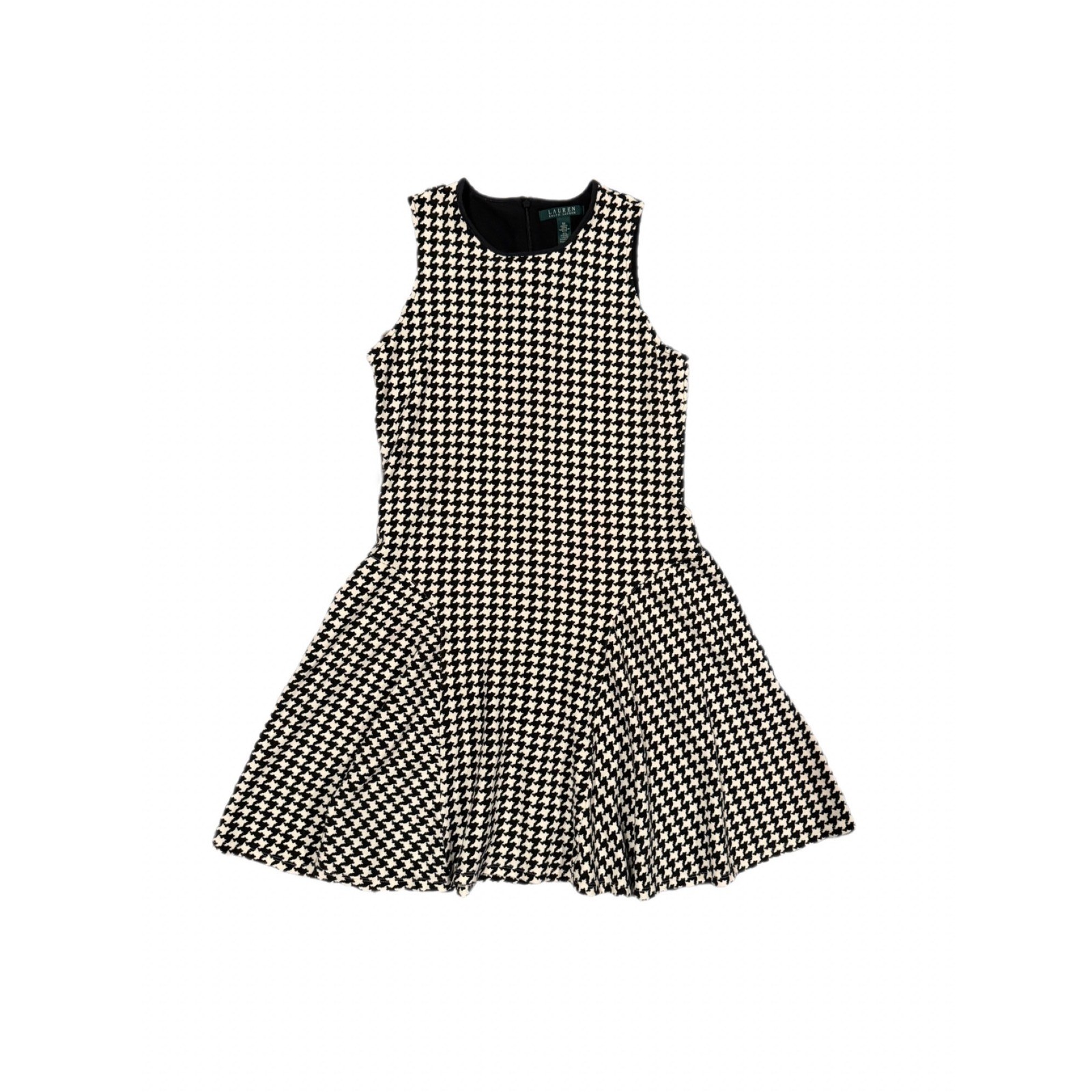 Lauren Ralph Lauren Womens Black White Houndstooth Sheath Dress Sz Med Classic