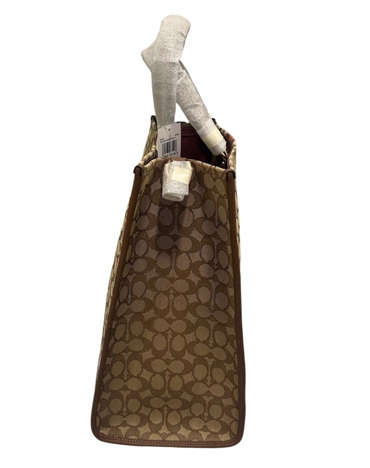 New Coach Dempsey 40 Tote Signature Jacquard Leather Patch In Saddle Multi