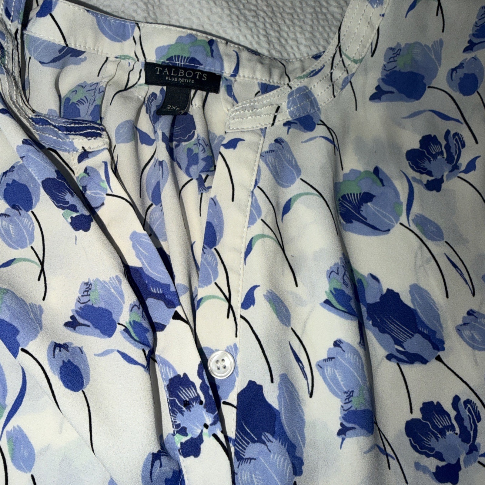 Talbots large cutaway shell floral sleeveless top split neck curved hem boho 2X