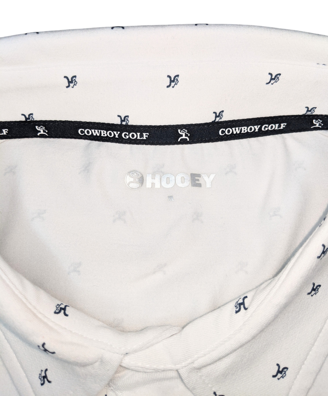 HOOEY Hot Shot Golf Polo Shirt Bowen Invitational Mens Sz XL White All Over Logo