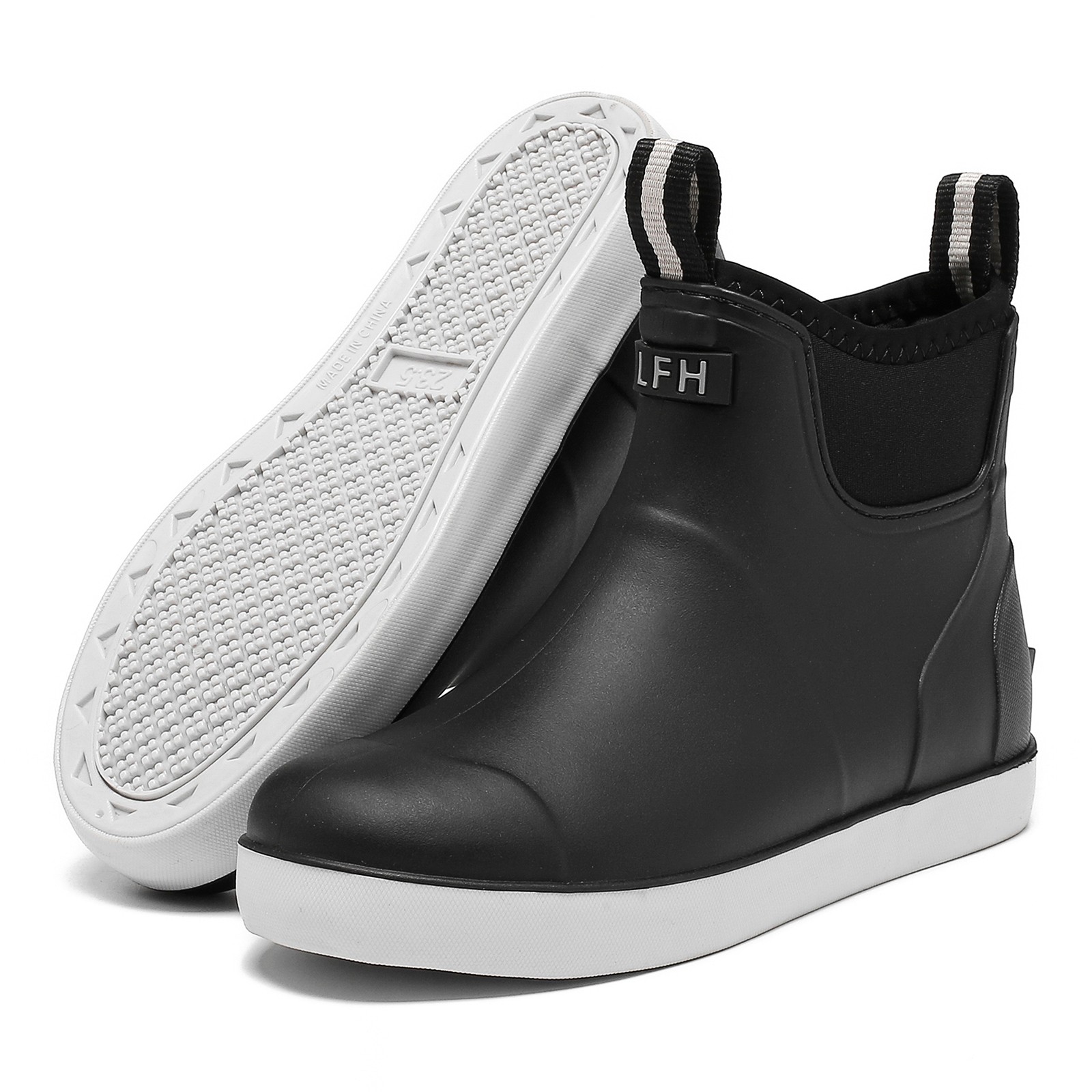Women’s Deck Boots,Waterproof Rubber Rain Boots,Anti-Slip Chelsea Ankle Booties