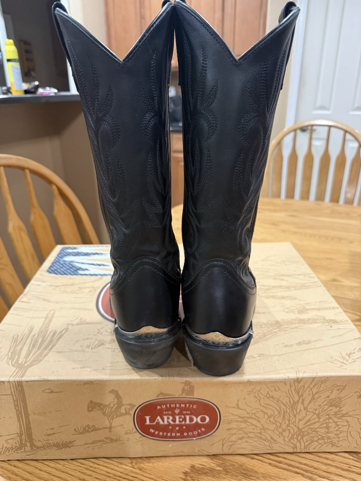 Men’s Laredo 13” McComb Western Boots 12621 Black Leather Round Toe Size 8D USA