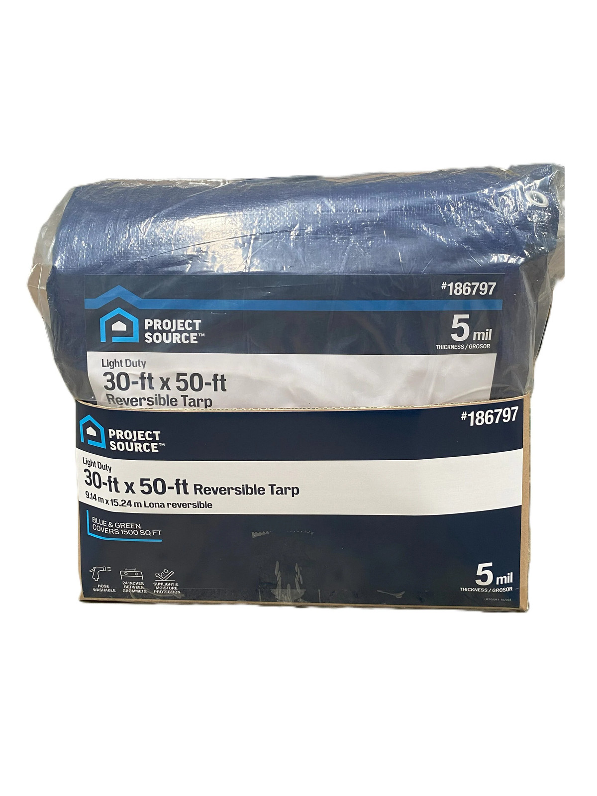Project Source 30-ft x 50-ft Blue Waterproof Standard Polyethylene 5-mil|120508