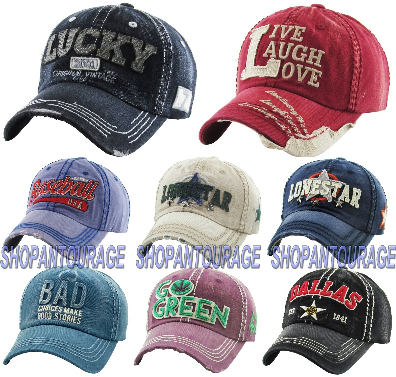Kbethos New Vintage Distressed Embroidery Patch Unisex Baseball Trucker Cap Hat