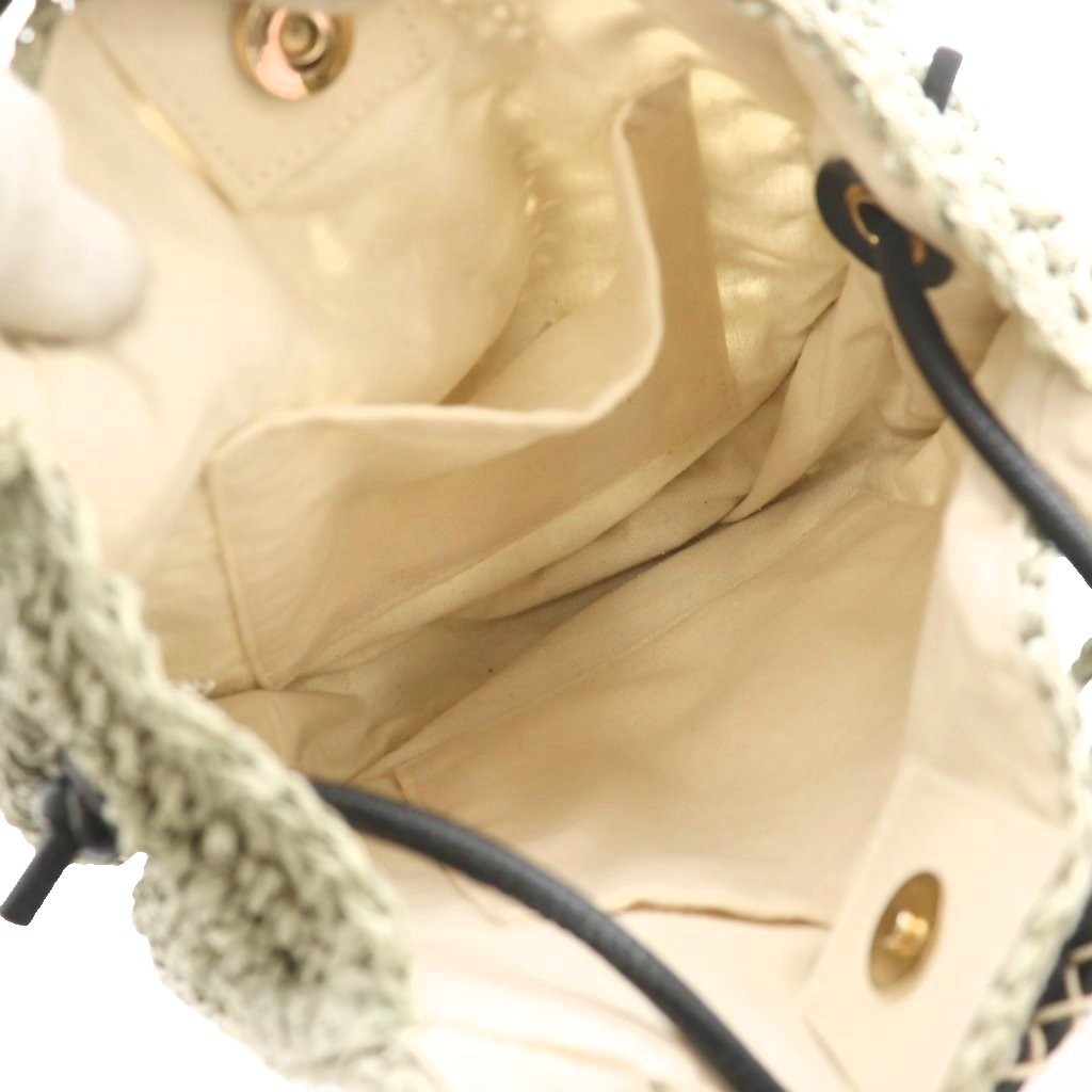 Niko and.. Green Gray Leather Shoulder Bag 9.5×8.7in Excellent Condition