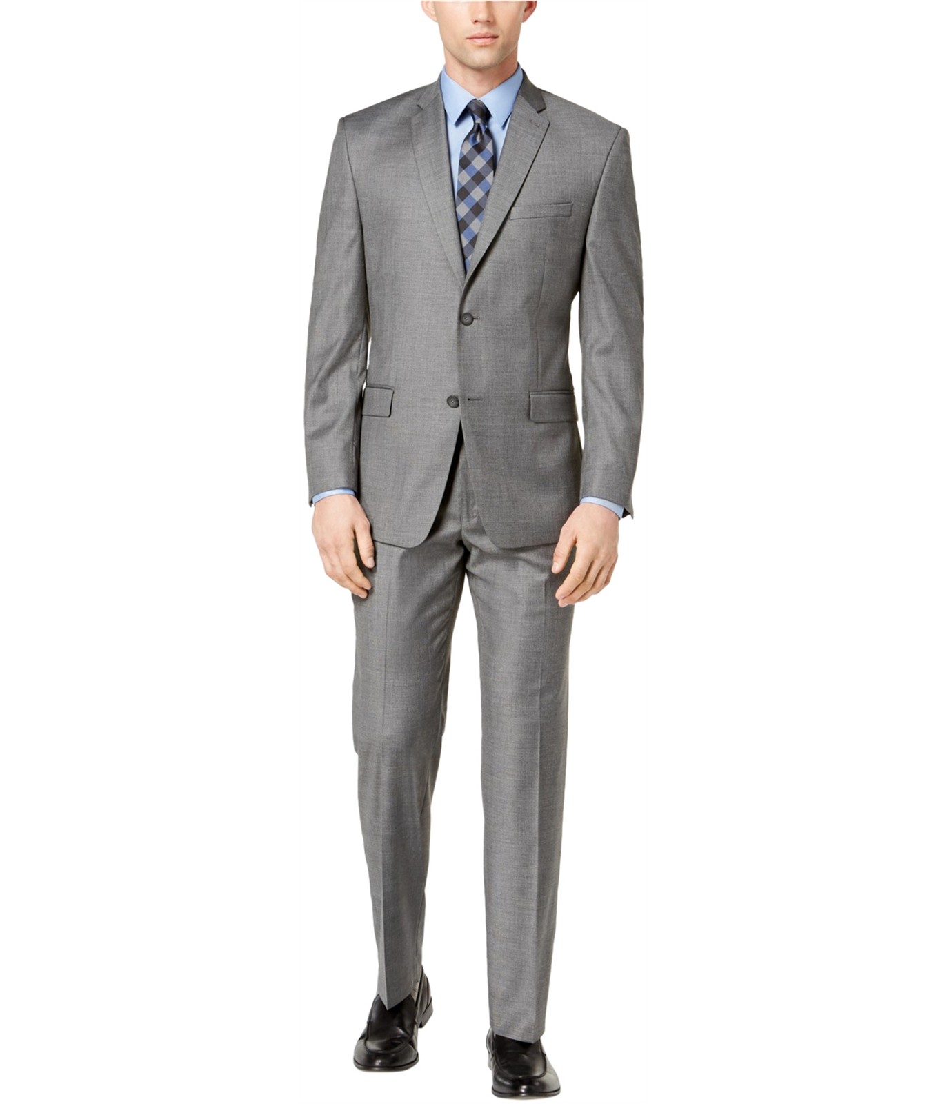 Andrew Marc Mens Glen Plaid Two Button Formal Suit, Grey, 36 Short / 30W x 29L