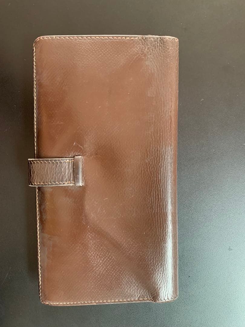 HERMES Bearn Long Wallet, Bifold Wallet, Leather, Engraved Brown 17.5x9cm France