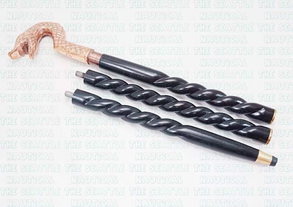 Copper Finish Designer Snake Dragon Handle Wooden Walking Stick Handmade Cane