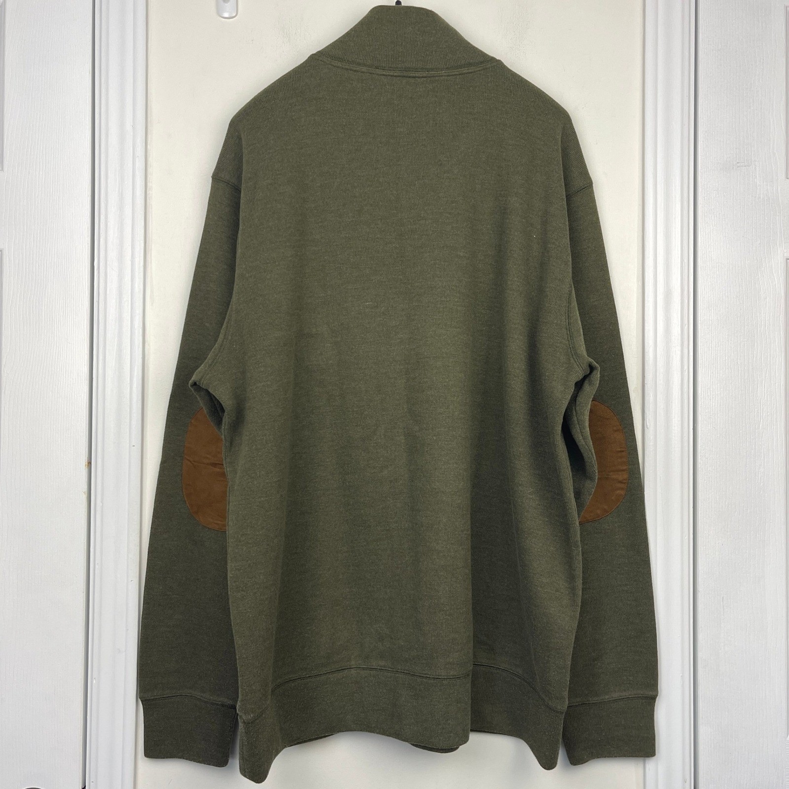 Territory Ahead Mens XLT TALL Green Quarter Zip Pullover Sweater ELBOW PATCHES