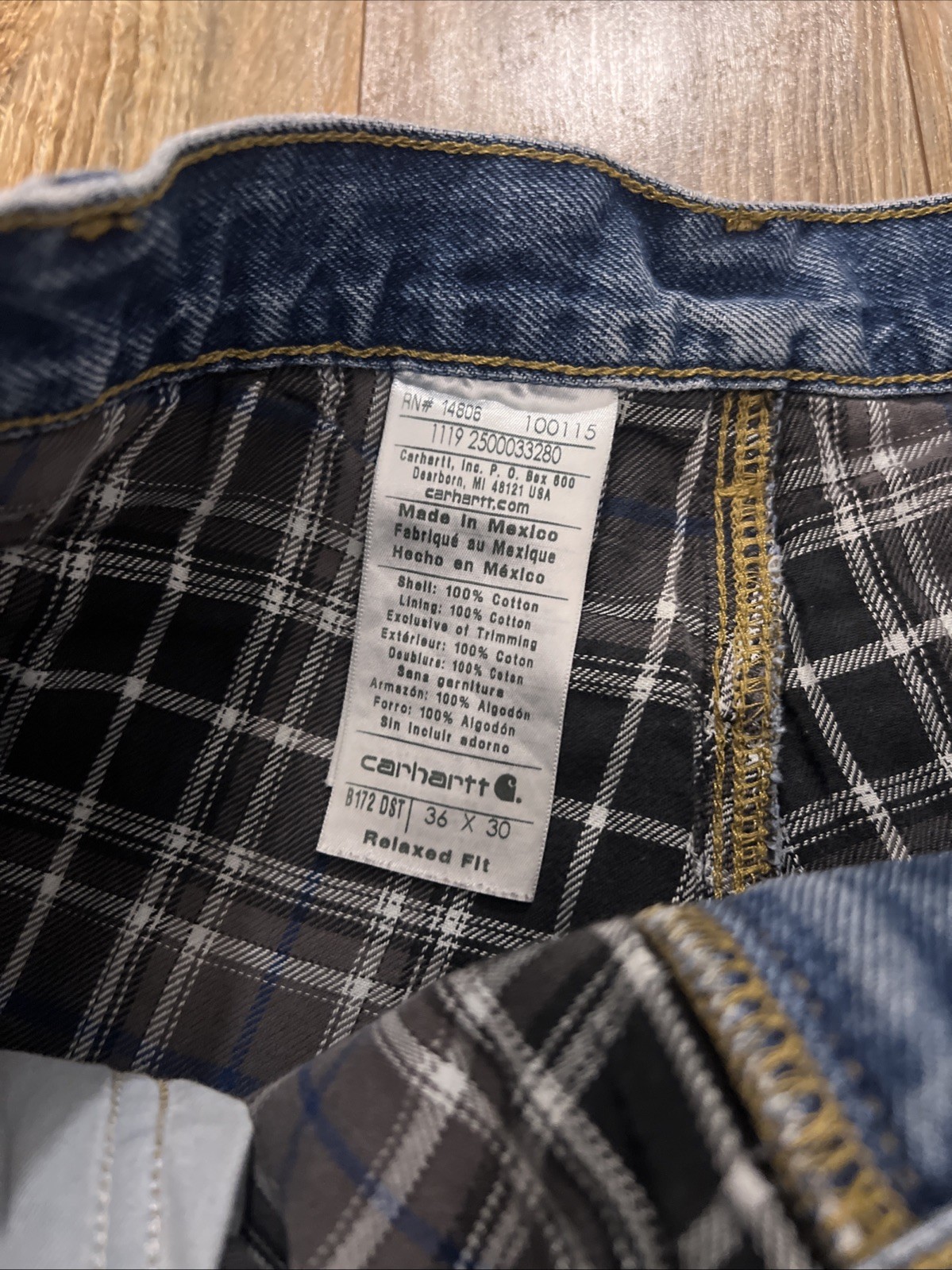 Men’s Soft Comfort Distressed Carhartt Jeans Size 36×30 Relaxed Fit RN# 14806