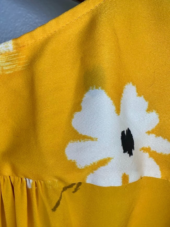 Madewell Puff-Sleeve Floral Yellow Daisy Wrap Midi/Maxi Dress – Small