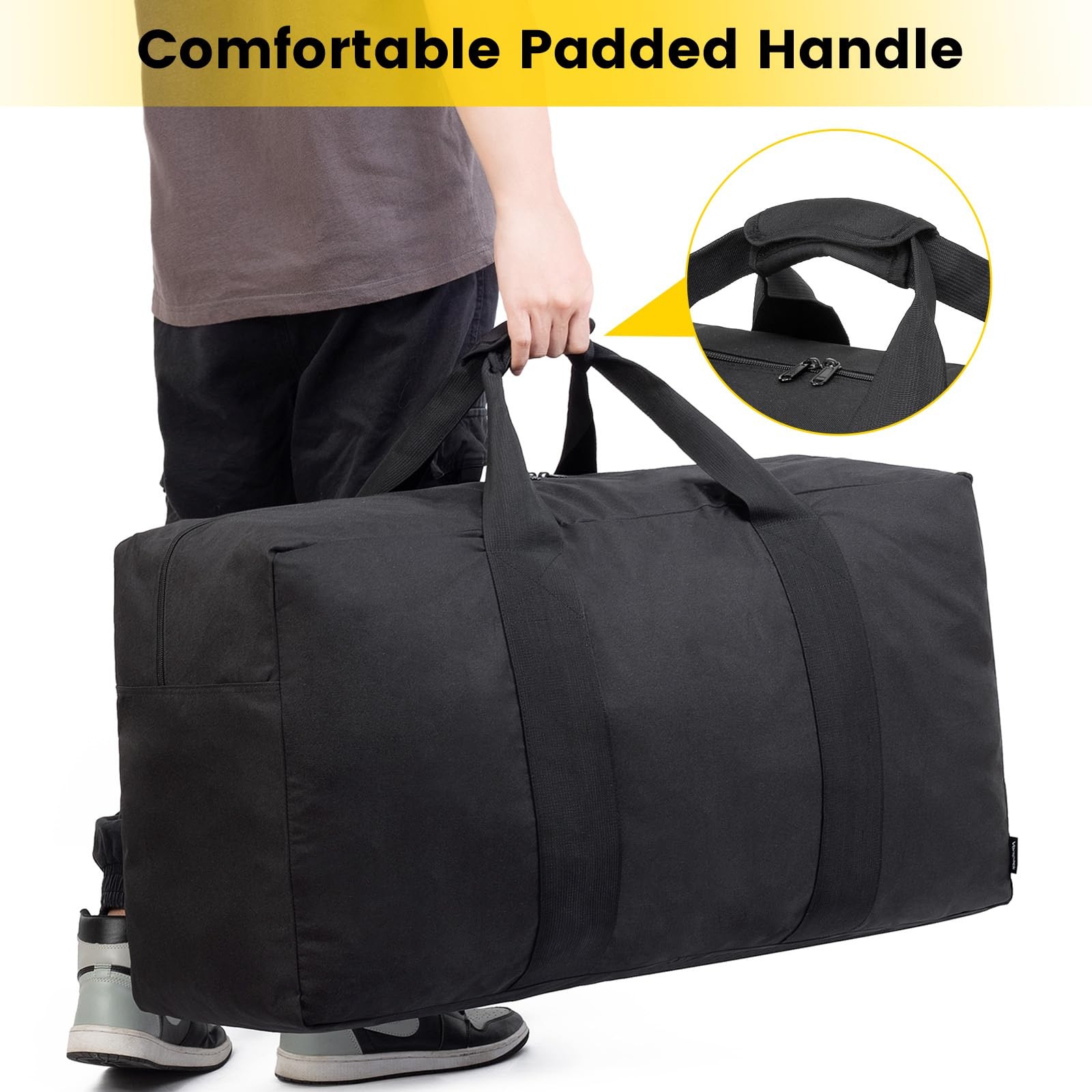 Vorspack Extra Large Duffle Bag for Travel – 100L Duffel 100L, Black