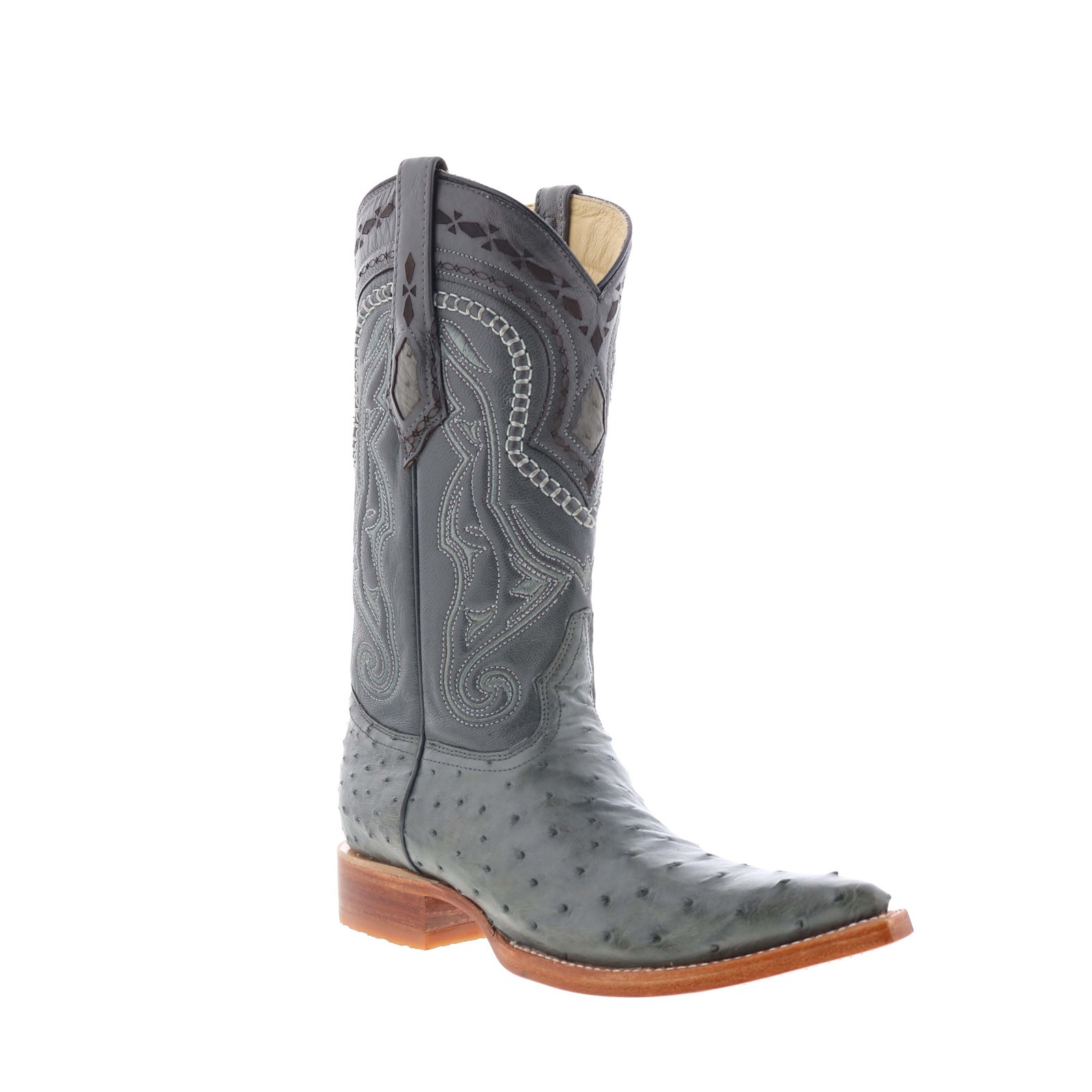 Los Altos Ostrich Boots XXX-Toe 950309 Mens Gray Wide Cowboy Western Boots