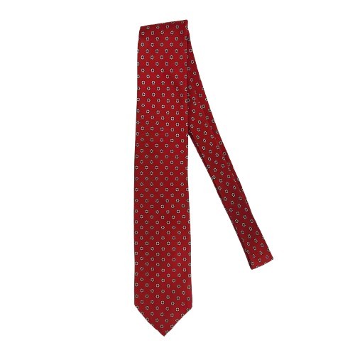 Vtg. John Comfort/Jack Henry Red 100% Silk Tie w/ White Daisies-Made in England